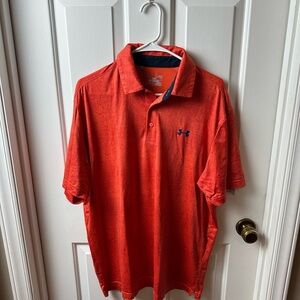 Under Armour Men's Reddish-Orange Heat Gear Polo Shirt Size Large